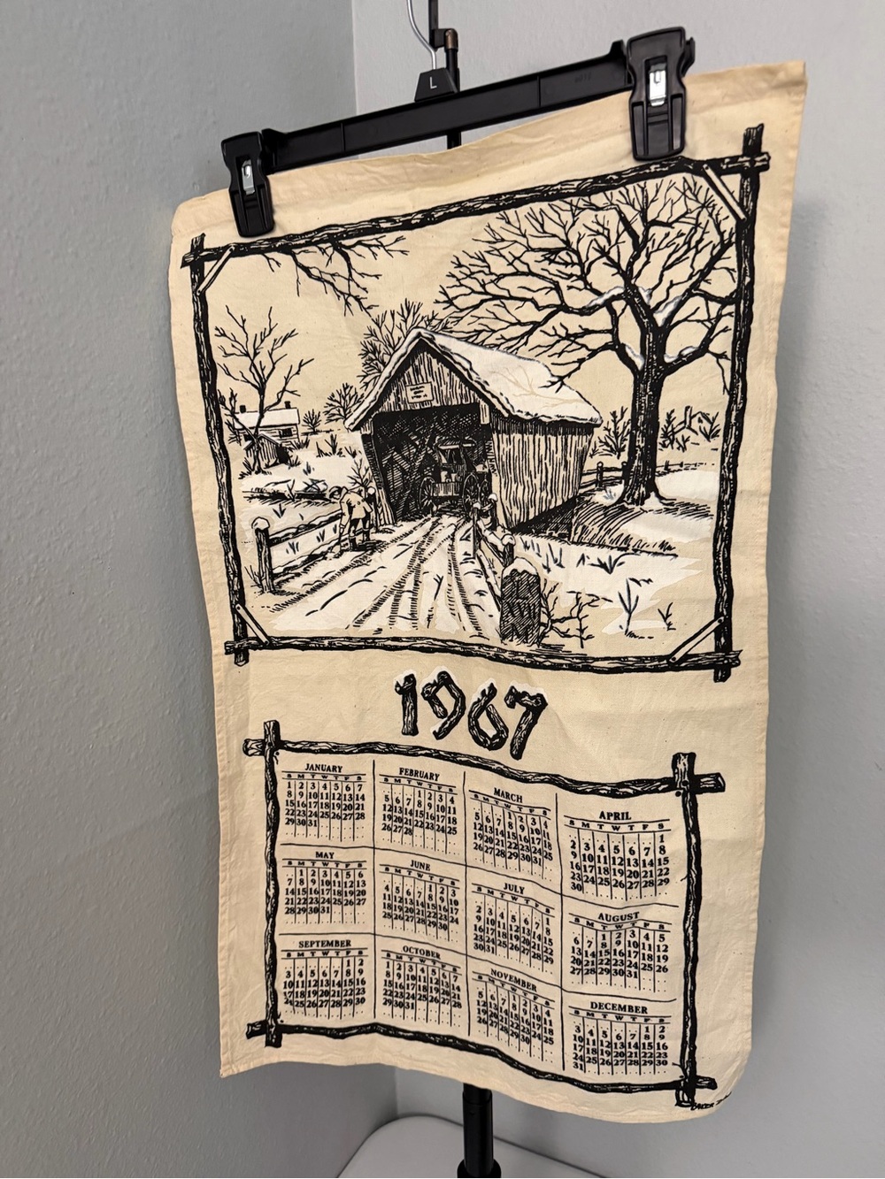 1967 Vintage Style Black and Cream Calendar Wall Art